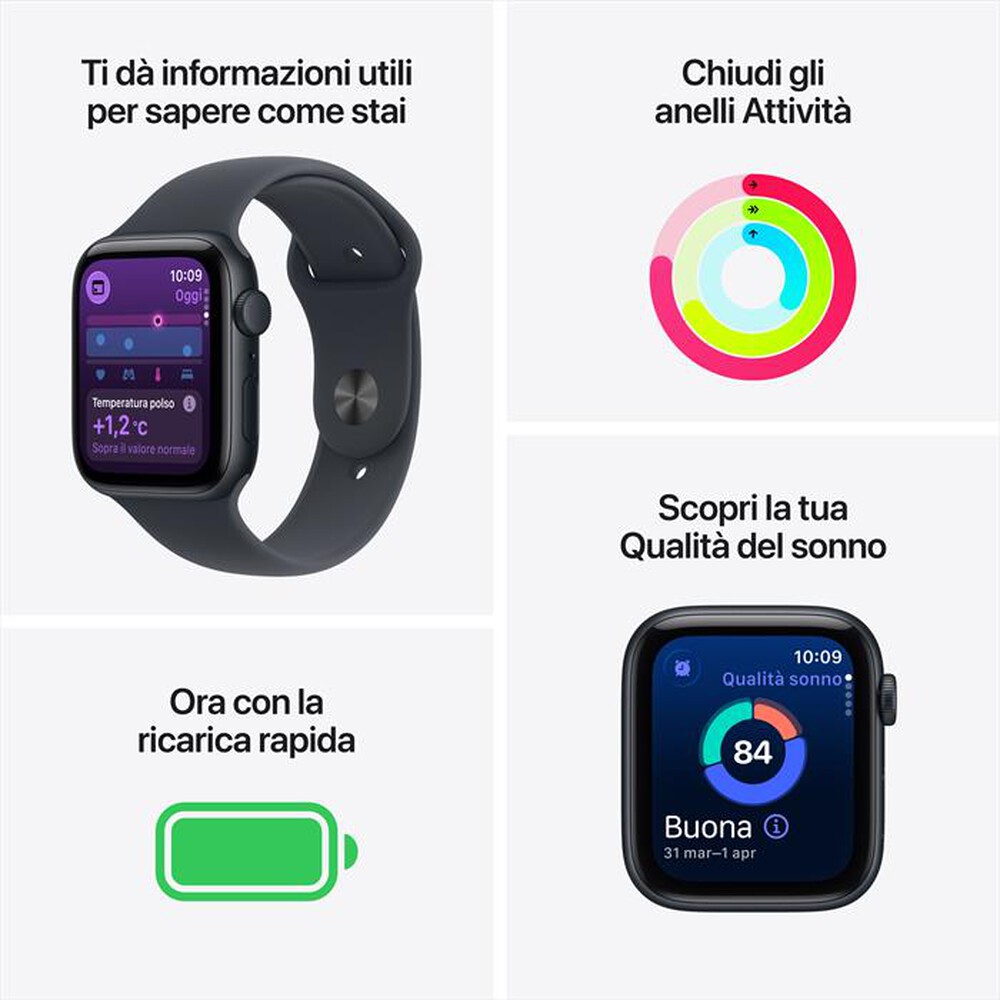 Immagine del prodotto APPLE - Watch SE 3 GPS 44mm Alluminio-Sport Band Mezzanotte - M/L