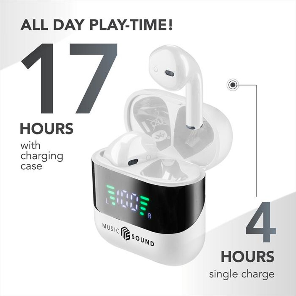 Immagine del prodotto MUSIC SOUND - AURICOLARI TWS CON DISPLAY LED-White
