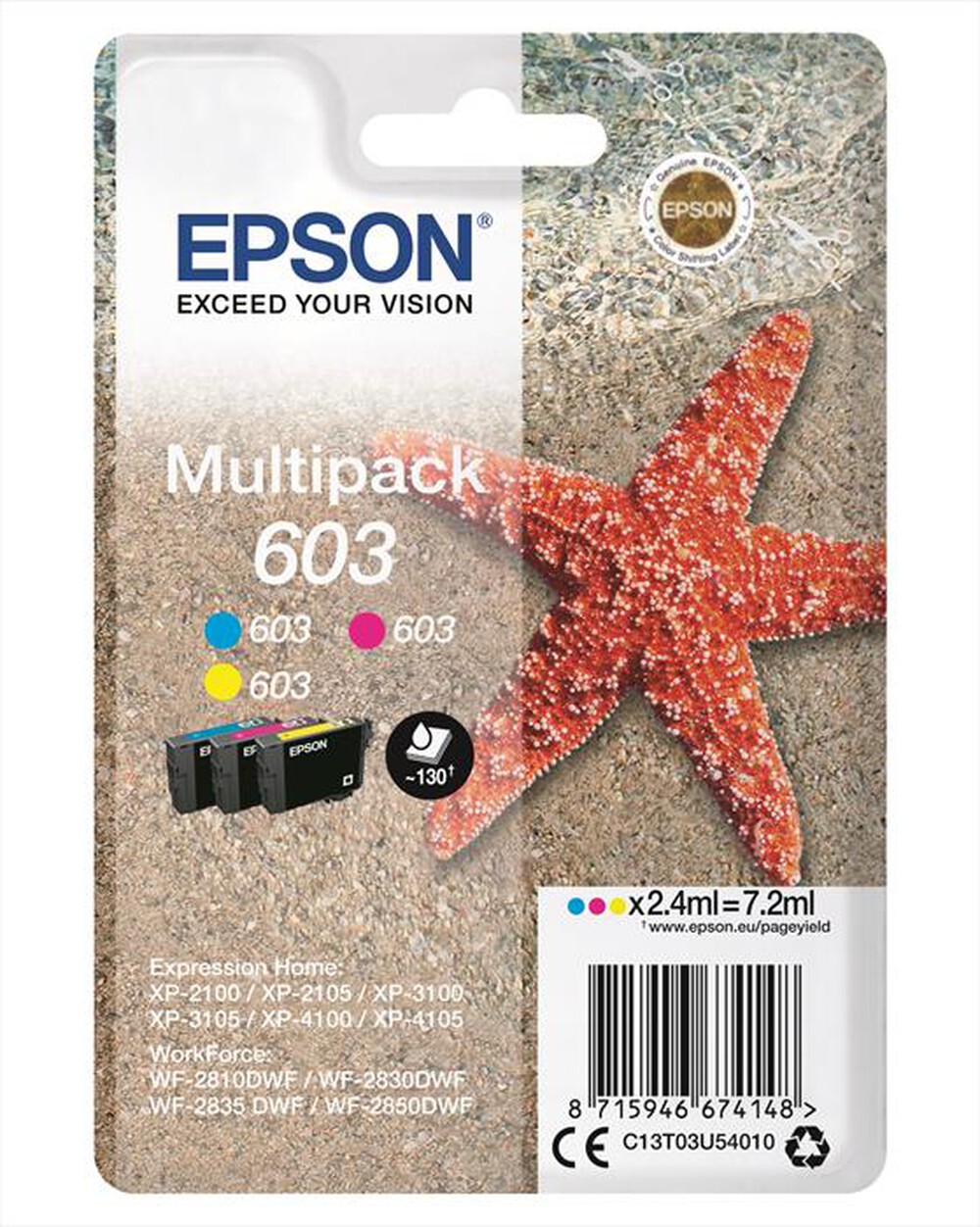 Immagine del prodotto EPSON - 603 STELLA MARINA T03U STANDARD MULTIPACK 3 COLORI-Ciano, magenta, giallo