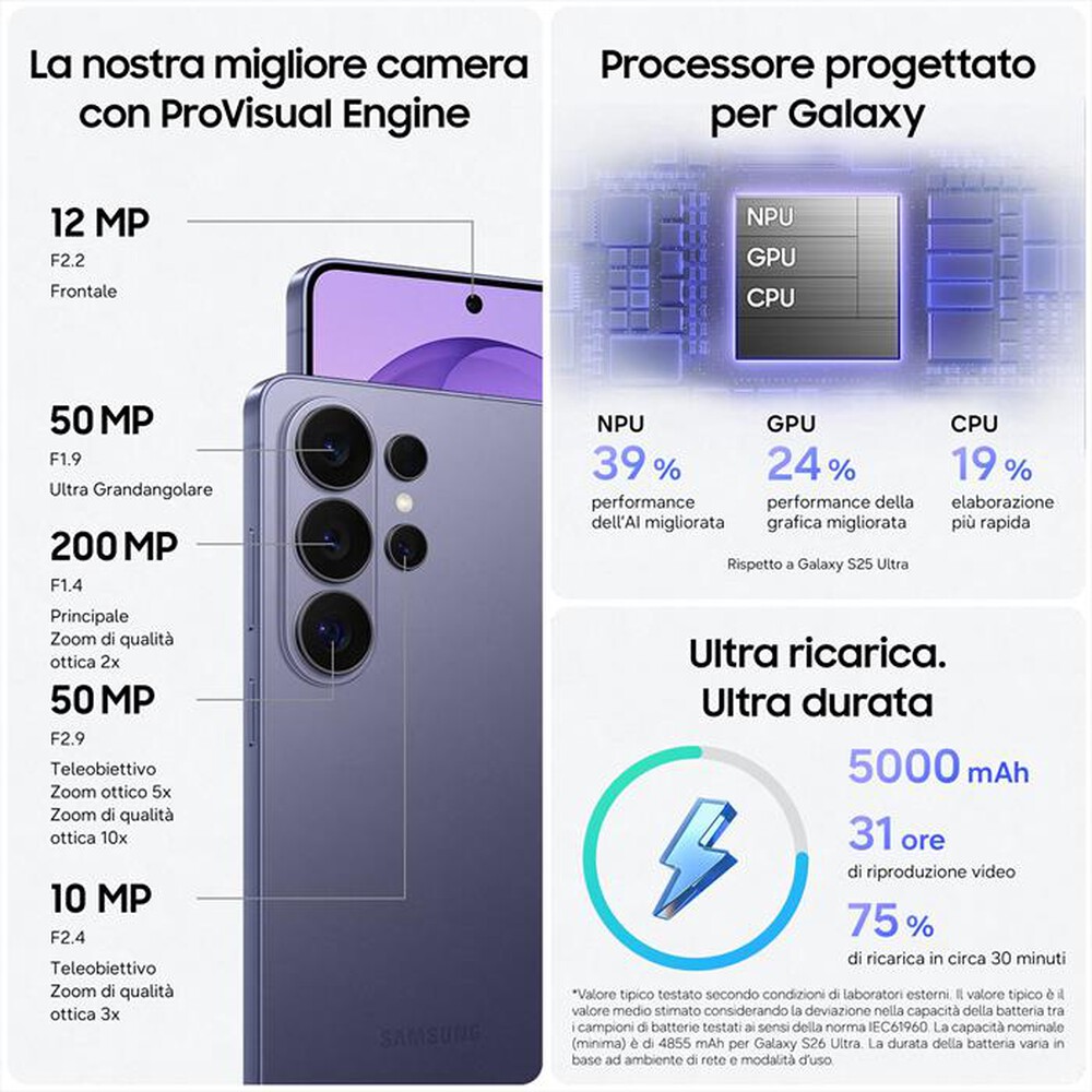 Immagine del prodotto SAMSUNG - Smartphone Galaxy S26 Ultra 512GB/12GB-Sky Blue