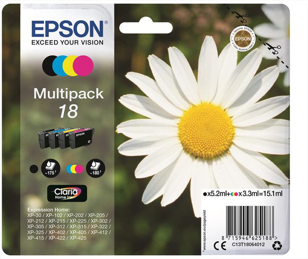 Immagine del prodotto EPSON - C13T18064022-Multipack 4 colori (NCMG)
