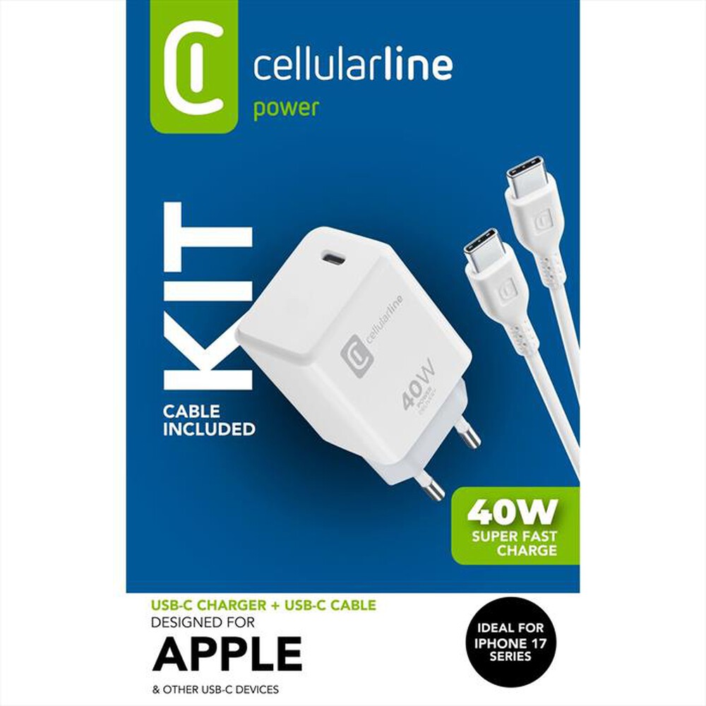 Immagine del prodotto CELLULARLINE - Kit caricabatterie da rete ACH USB-C 40W-Bianco