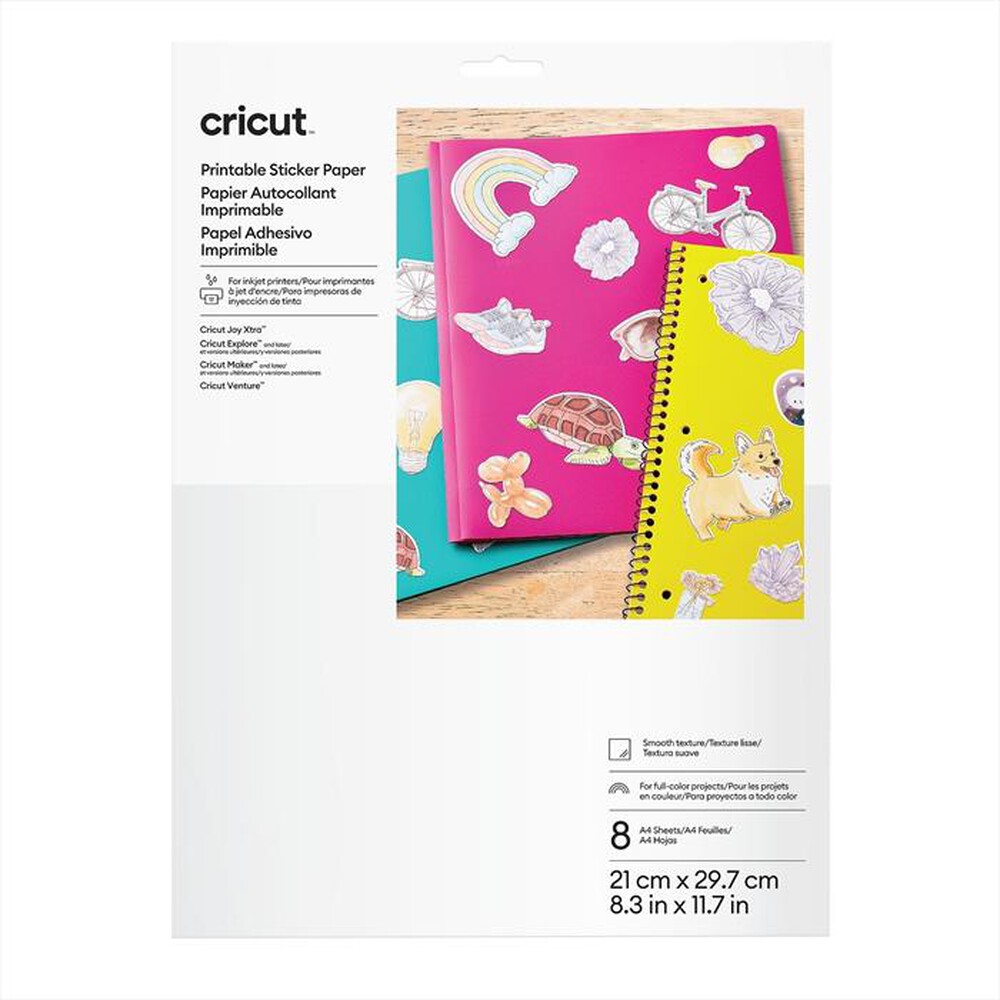 Immagine del prodotto CRICUT - Carta adesiva stampabile &ndash; A4 (8 fogli)-Bianco