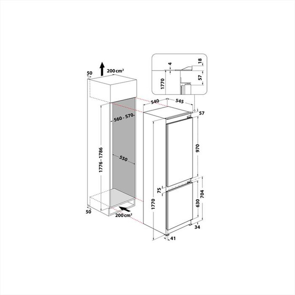 Immagine del prodotto WHIRLPOOL - Frigorifero combinato TOTAL NO FROST WHC18 T332-Bianco