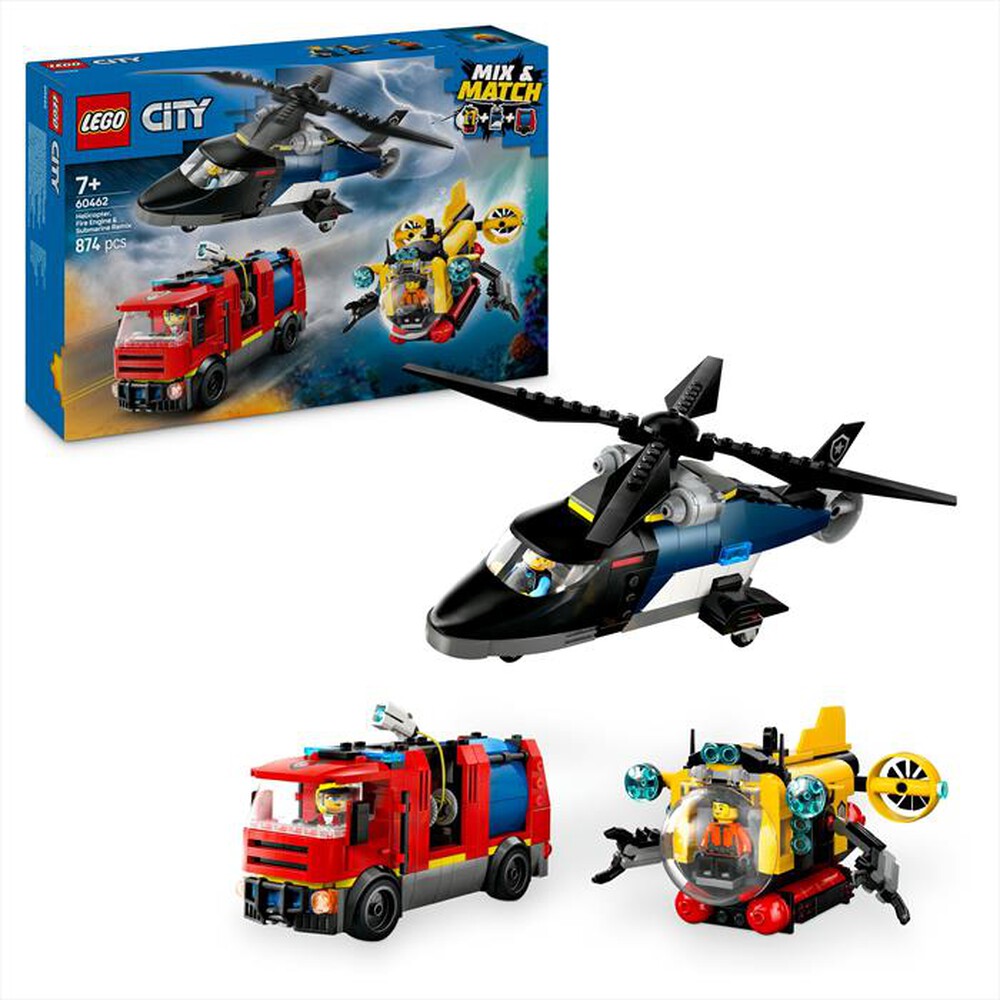 Immagine del prodotto LEGO - CITY Elicottero, autopompa e sottomarino 60462