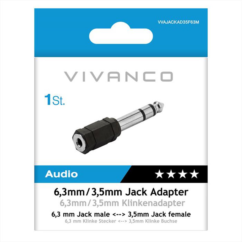 Immagine del prodotto SBS - Adattatore audio jack 6,3 mm m - jack 3,5 mm f-Nero
