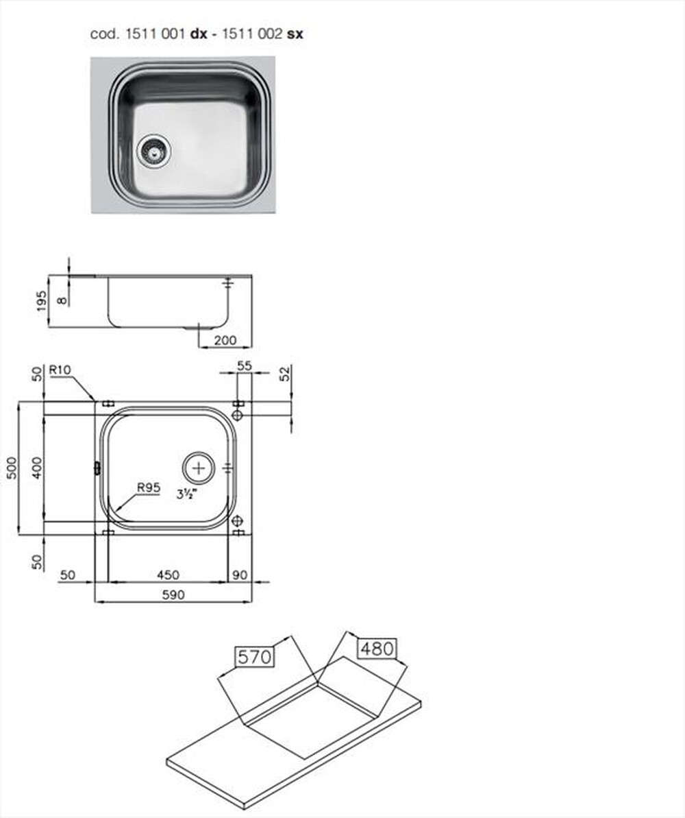 Immagine del prodotto FOSTER - Lavello lineare 1511001 Big Bowl 59.1V.45x40.STD-Acciaio AISI 304 spazzolato