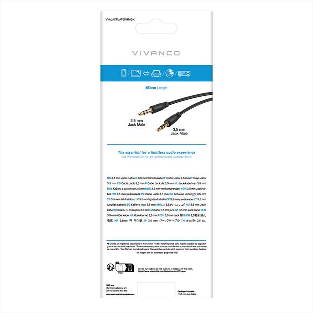 Immagine del prodotto SBS - Cavo audio stereo con Jack 3,5 mm maschio-maschio-Nero