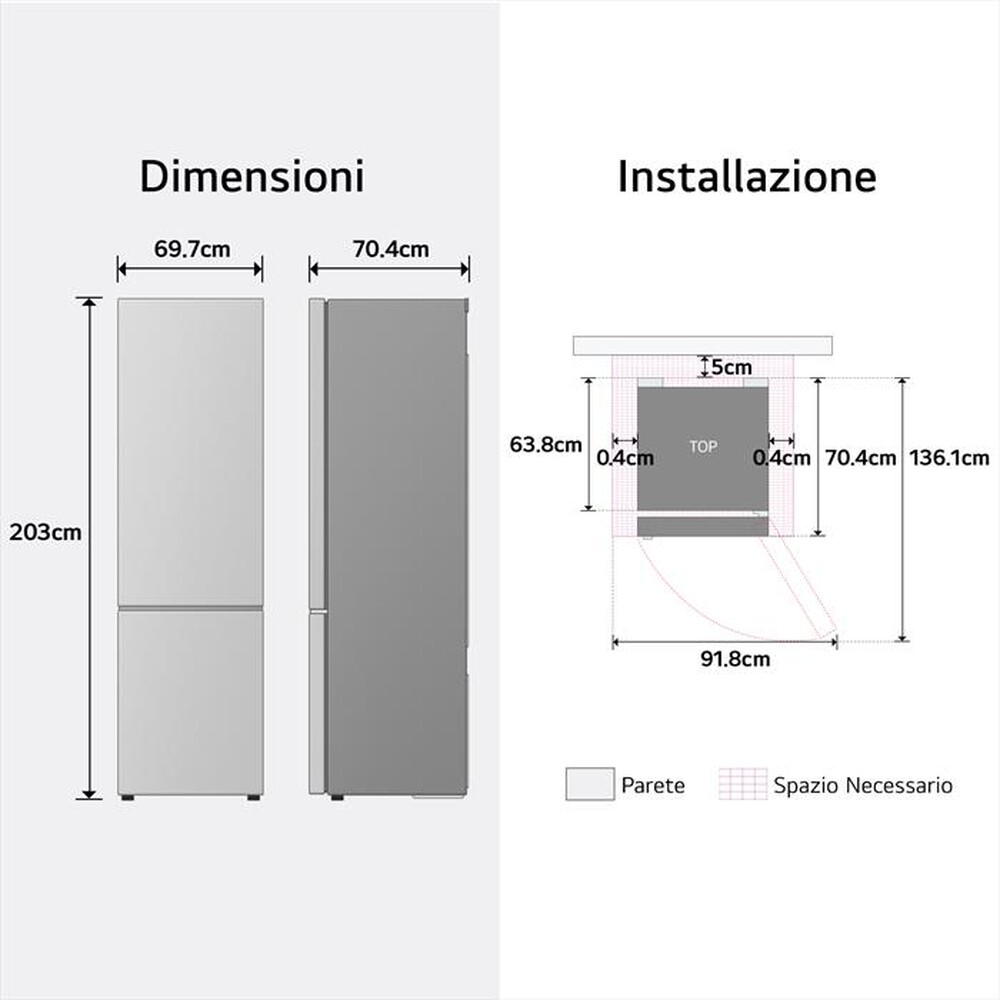 Immagine del prodotto LG - Frigorifero combinato GBBW726CEV Classe C 465lt-Nero