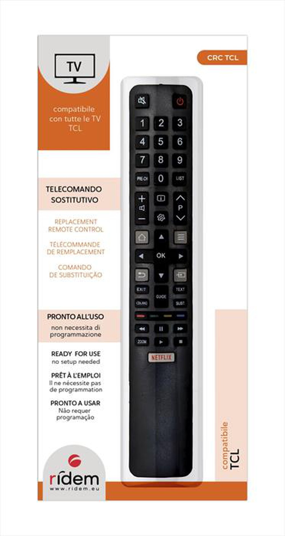 Immagine del prodotto RIDEM - Telecomando CRC TCL-Nero