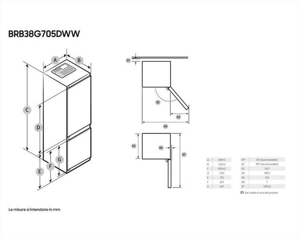 Immagine del prodotto SAMSUNG - Frigorifero combinato incasso BRB38G705DWWEF 389lt-Snow white