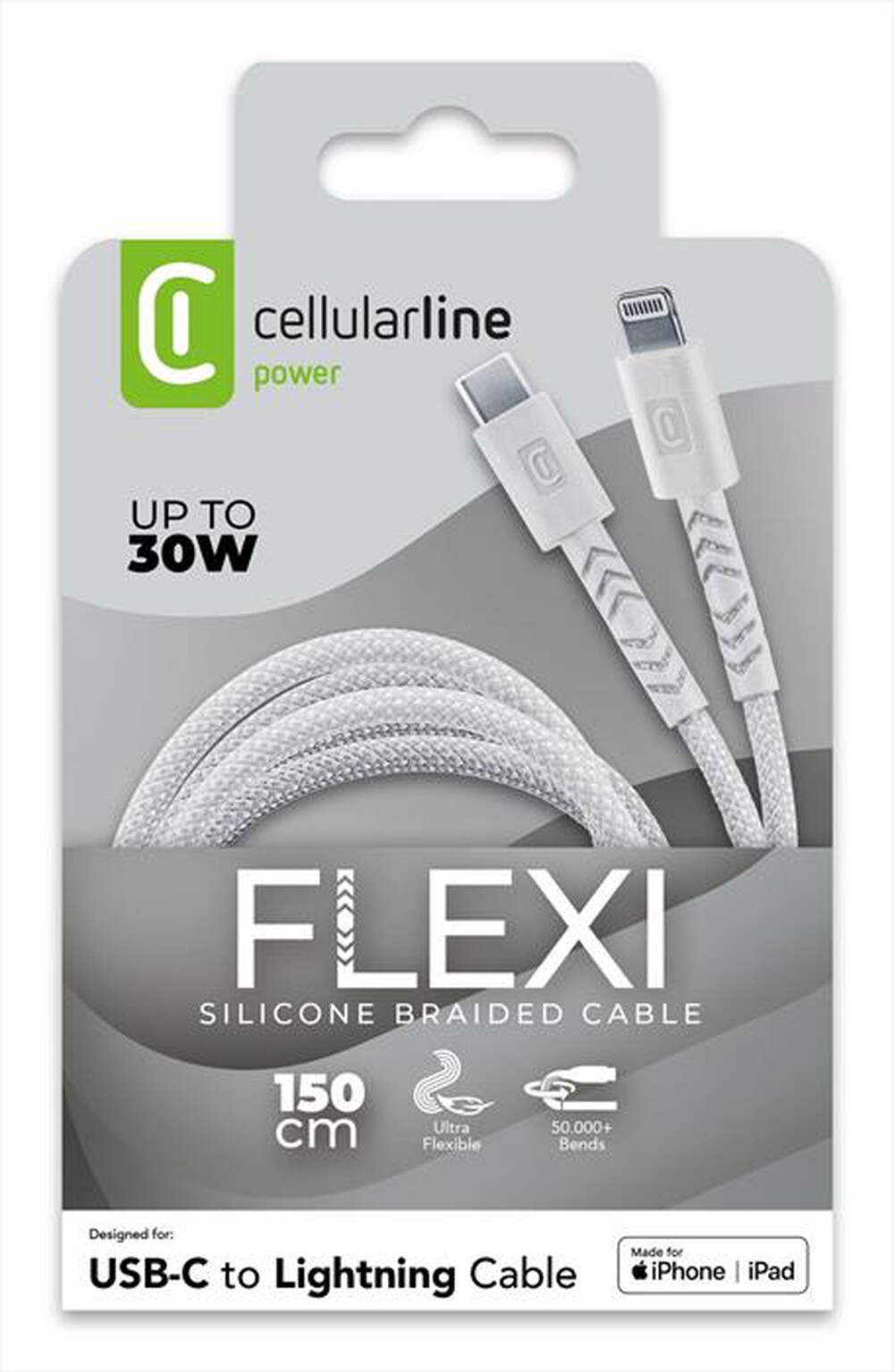 Immagine del prodotto CELLULARLINE - CAVO FLEXY 150CM 30W USB C TO LIGHTNING-Bianco