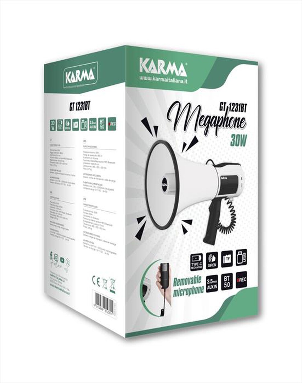 Immagine del prodotto KARMA - Mini megafono GT 1231BT-bianco e nero
