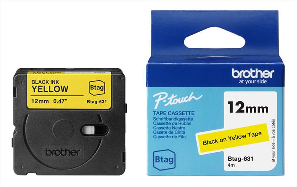 Immagine del prodotto BROTHER - Nastro BTAG631 da 12MM lunghezza 4mt comp. PT-N11-nero/giallo