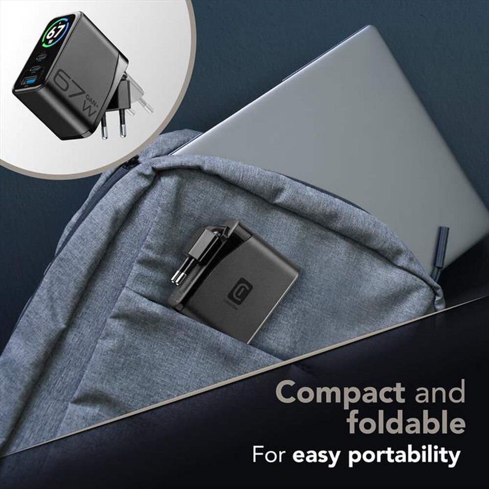 Immagine del prodotto CELLULARLINE - Caricabatterie da rete POWERVIEW IQ KIT ACH 67W-Nero