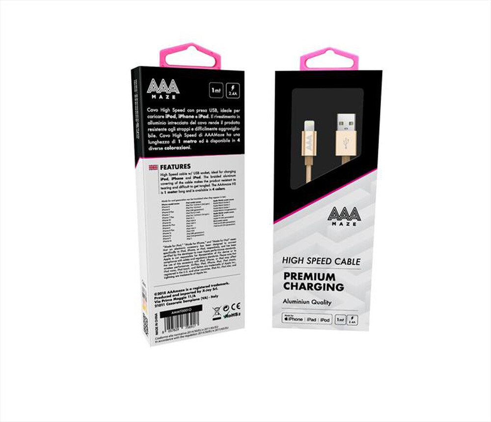 Immagine del prodotto AAAMAZE - ALUMINUM LIGHTNING CABLE 1M-Gold