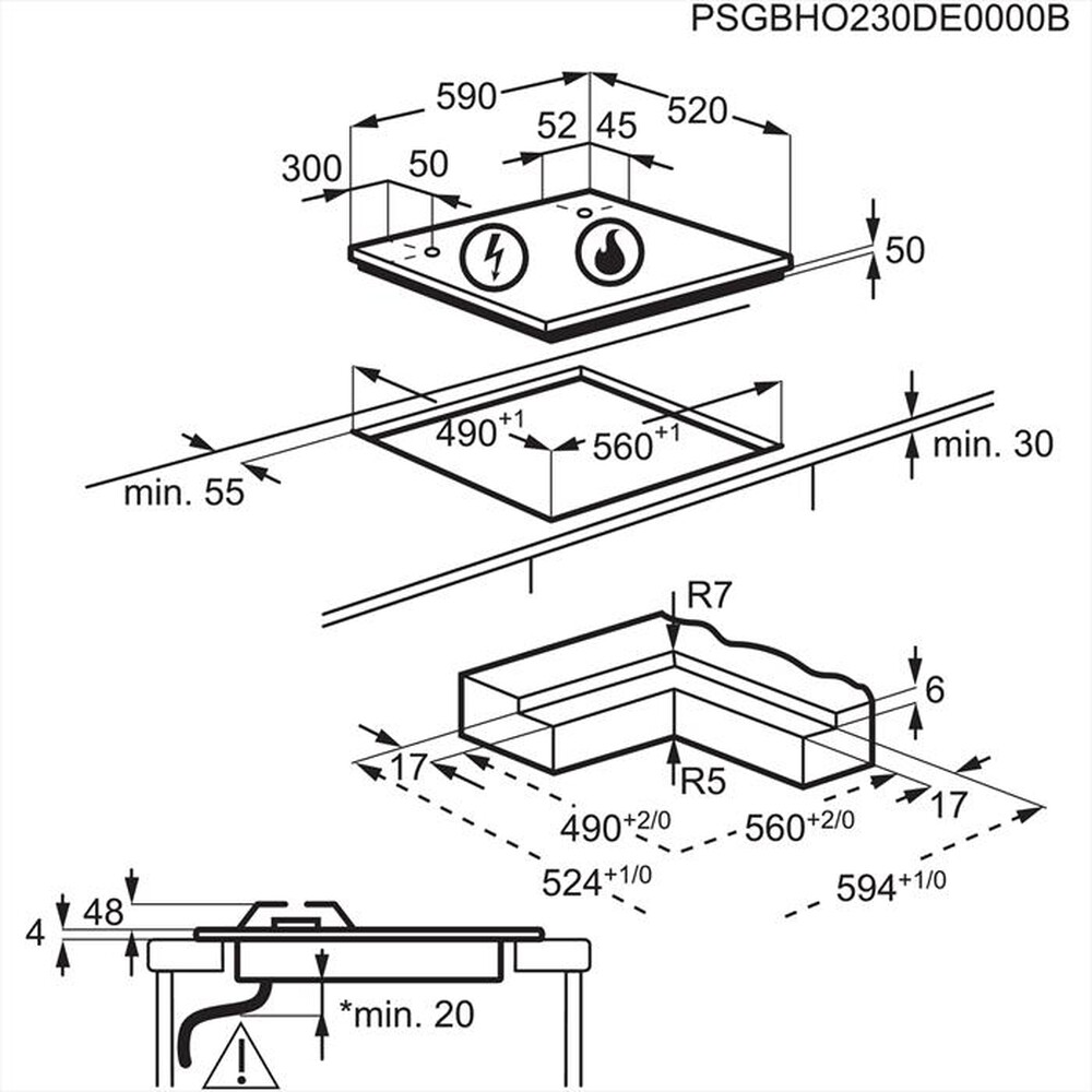Immagine del prodotto AEG - Piano cottura gas + elettrico CN071436DH-Nero
