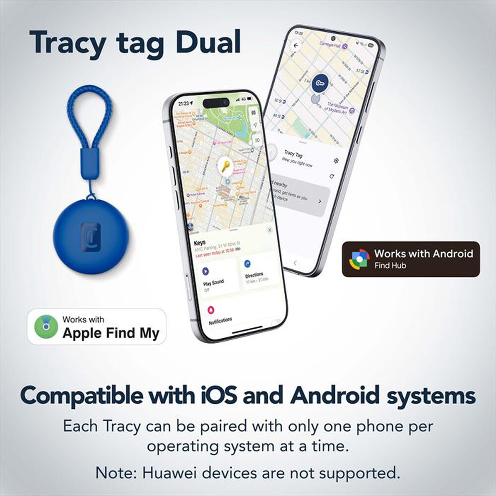 Immagine del prodotto CELLULARLINE - TRACY TAG DUAL PER DISPOSITIVI IOS - ANDROID-Blu