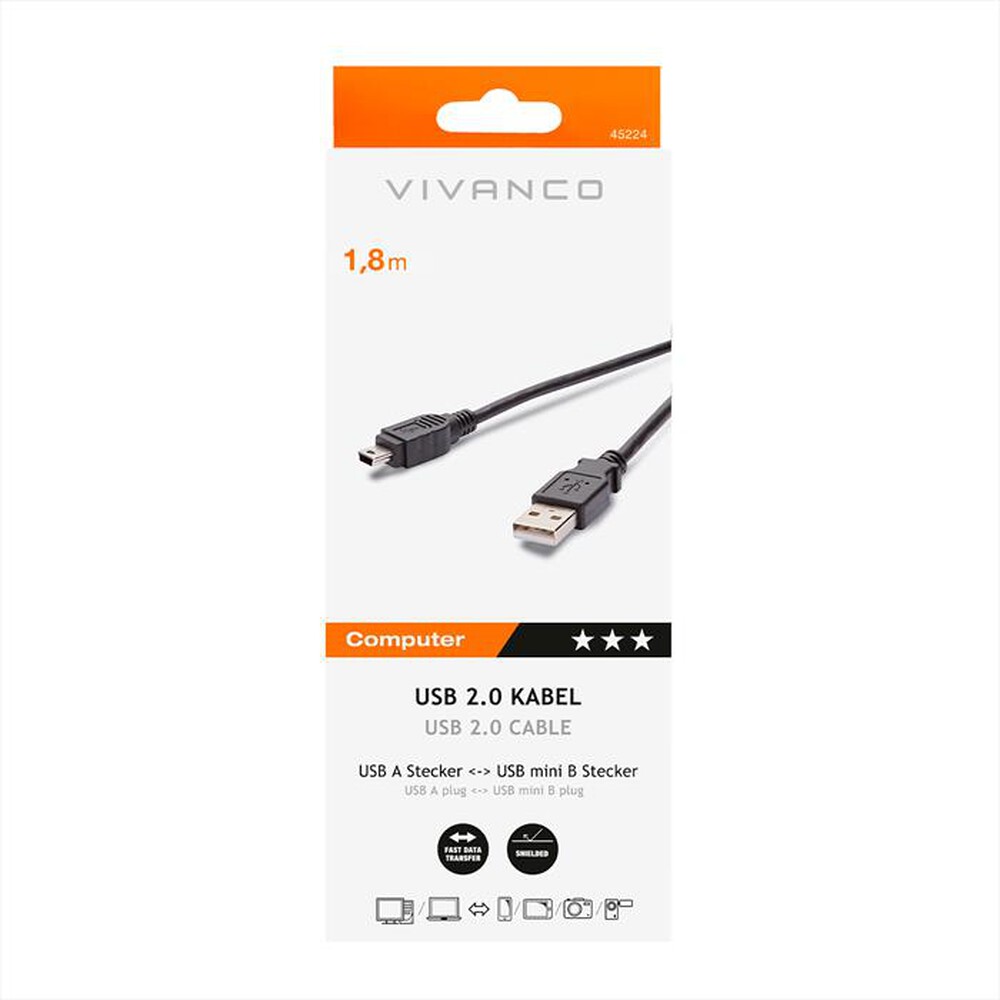 Immagine del prodotto SBS - Cavo USB Tipo A maschio e mini-USB maschio-Nero