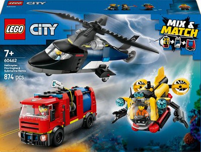 LEGO - CITY Elicottero, autopompa e sottomarino 60462