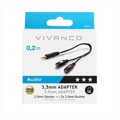 SBS - Cavo audio da Jack 3,5 mm m a 2 Jack 3,5 mm f-Nero