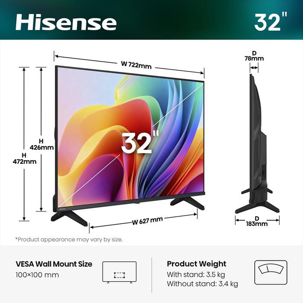 Immagine del prodotto HISENSE - Smart TV LED HD READY 32" 32A49S-NERO