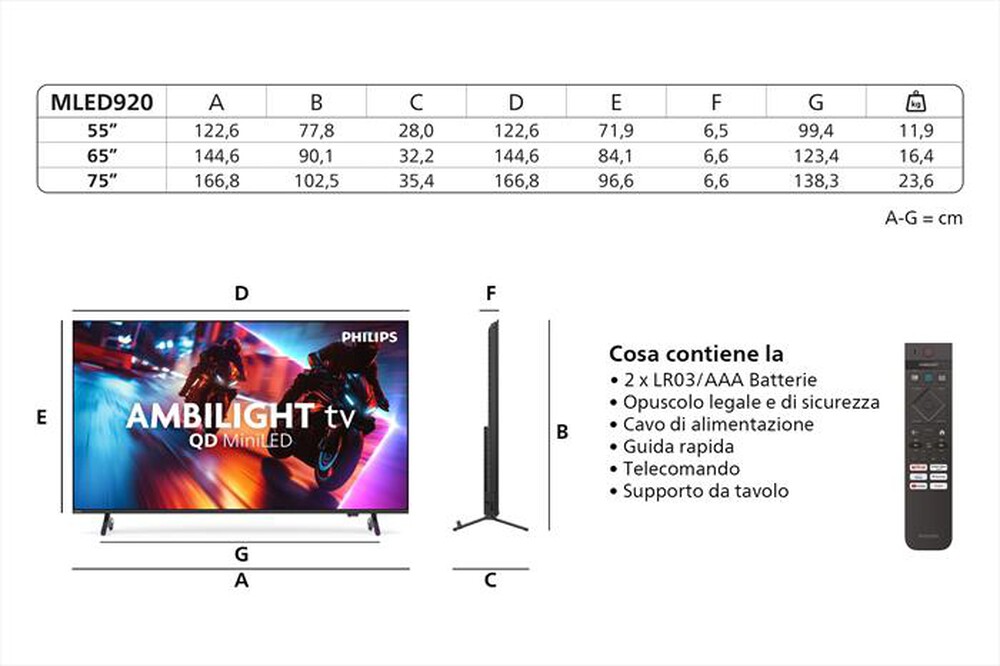 Immagine del prodotto PHILIPS - Smart TV MINI LED 4K 75" 75MLED920/12-Black