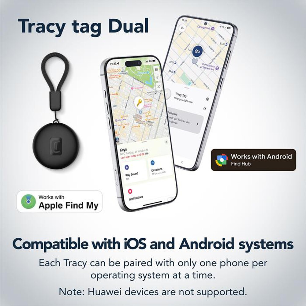 Immagine del prodotto CELLULARLINE - TRACY TAG DUAL PER DISPOSITIVI IOS - ANDROID-Nero