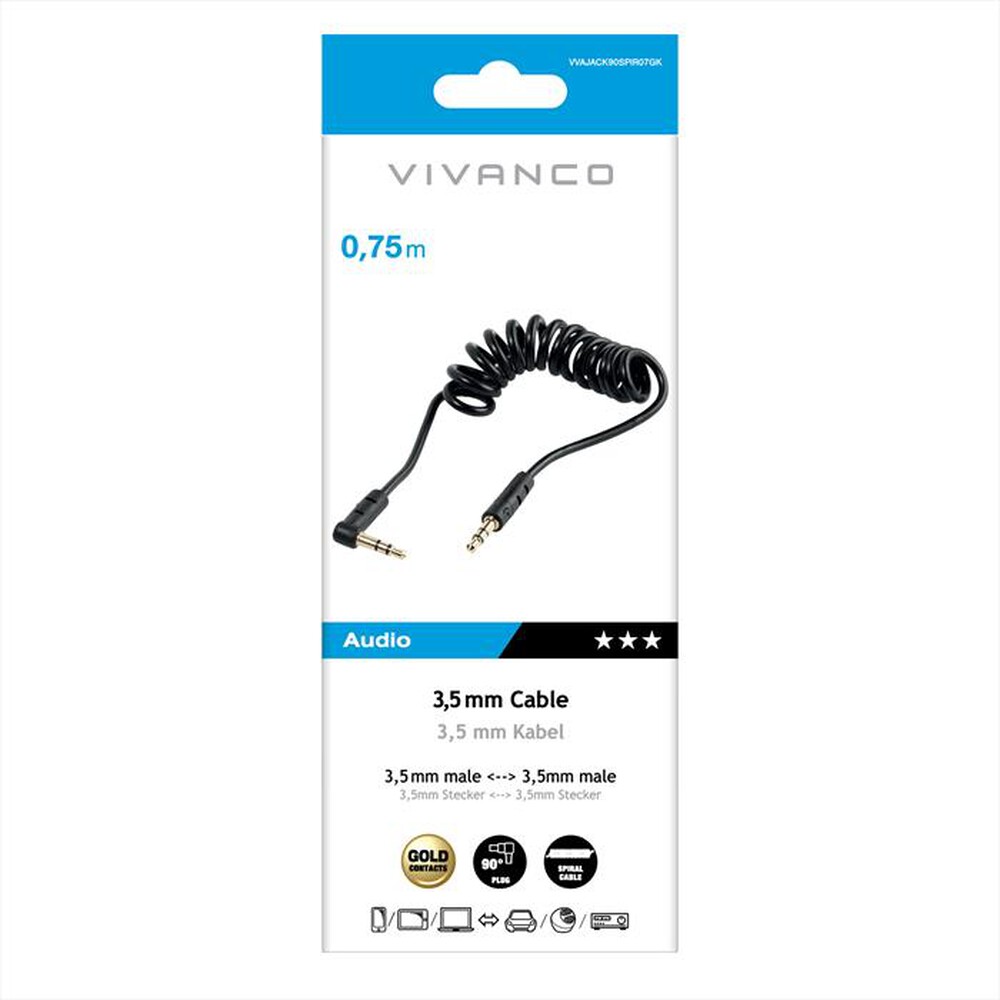 Immagine del prodotto SBS - Audio cavo spiral cavo 3.5mm plug<->3.5mm plug-Nero