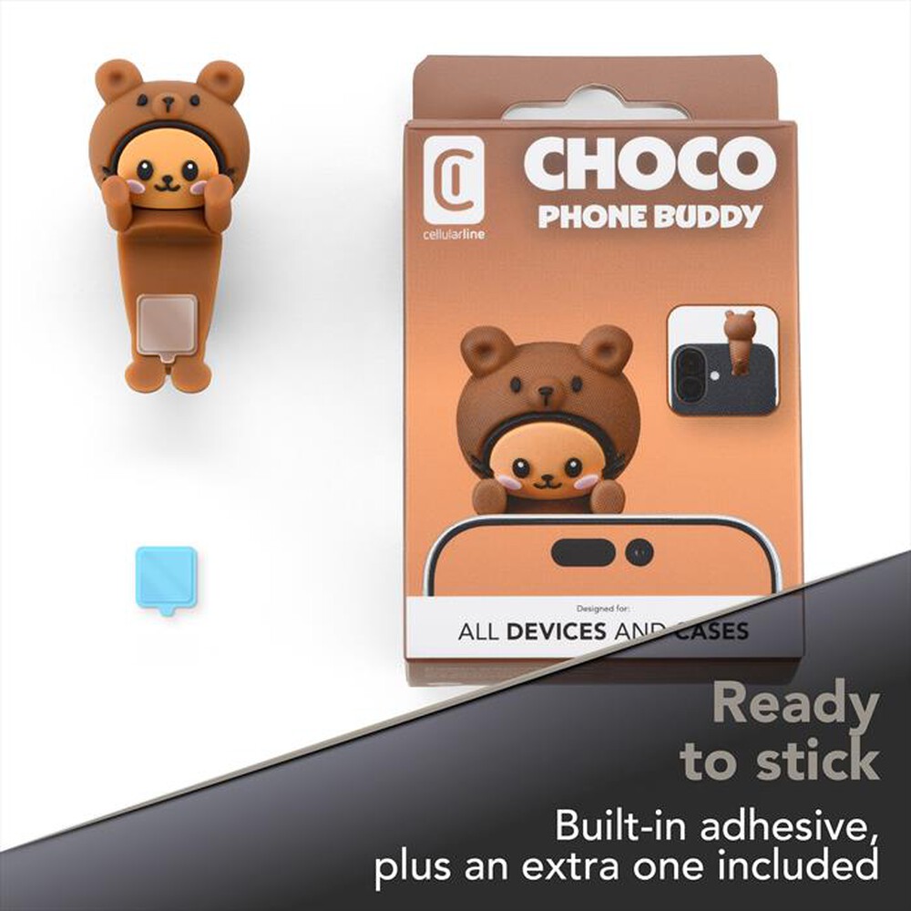Immagine del prodotto CELLULARLINE - Mini figura adesiva in PVC a forma di orso-Marrone