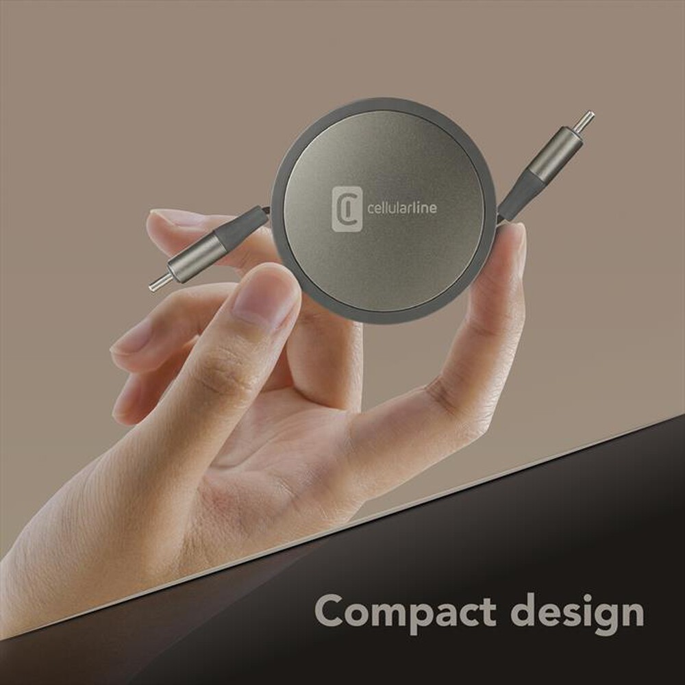 Immagine del prodotto CELLULARLINE - CAVO USB-C/USB-C RETRAIBILE-Grigio