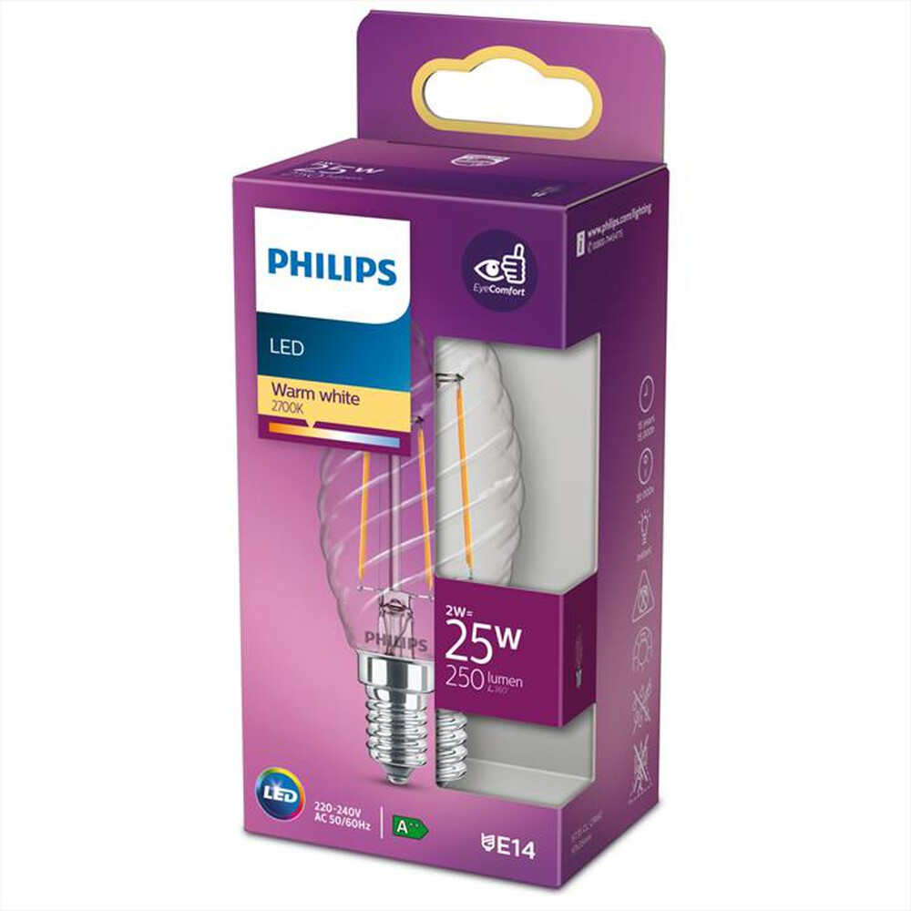 Immagine del prodotto PHILIPS - LED OLIVA E SFERA 2 W 25 W E14 LUCE BIANCA CALDA