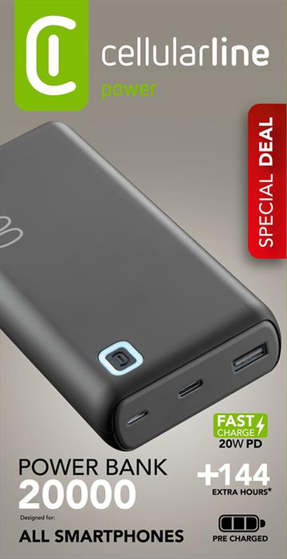 Immagine del prodotto CELLULARLINE - Power bank ESSENCE TURBO 20000-Nero