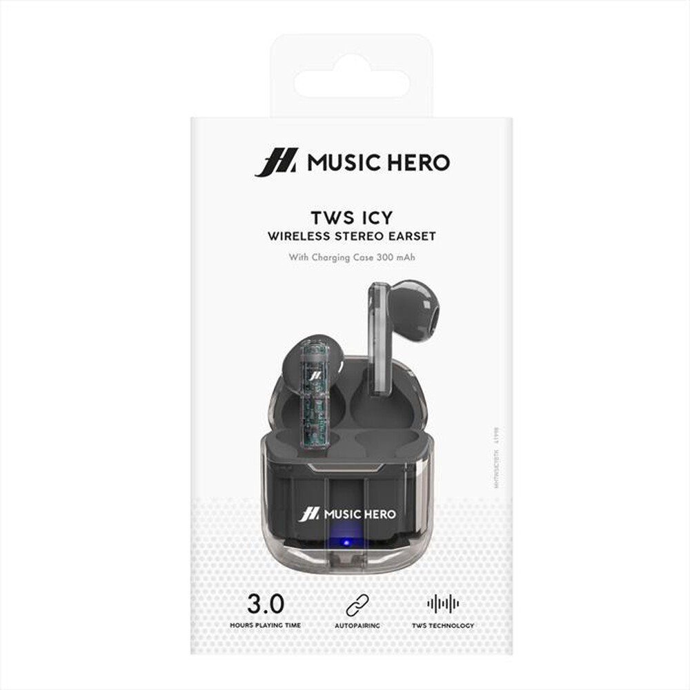 Immagine del prodotto MUSIC HERO - Auricolare bluetooth MHTWSICYBTK-Nero