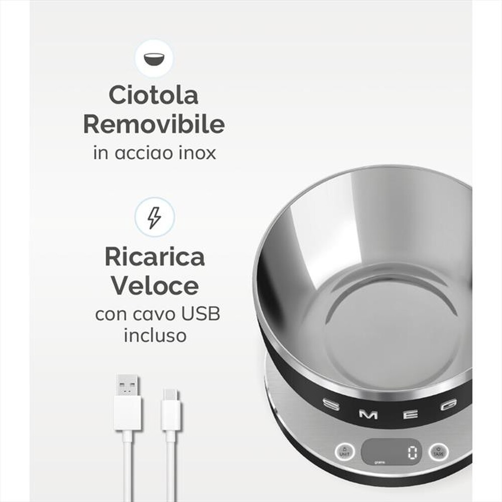 Immagine del prodotto SMEG - Bilancia da cucina Linea Collezione KSC01BLMWW-Nero opaco