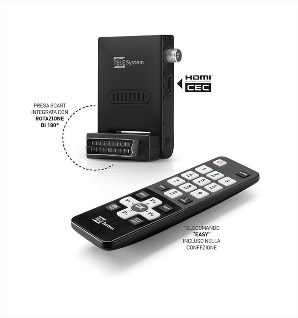 Immagine del prodotto TELESYSTEM - TS FACILE ZAPPER STEALTH T2 HEVC TLC TASTI GRANDI-BLACK