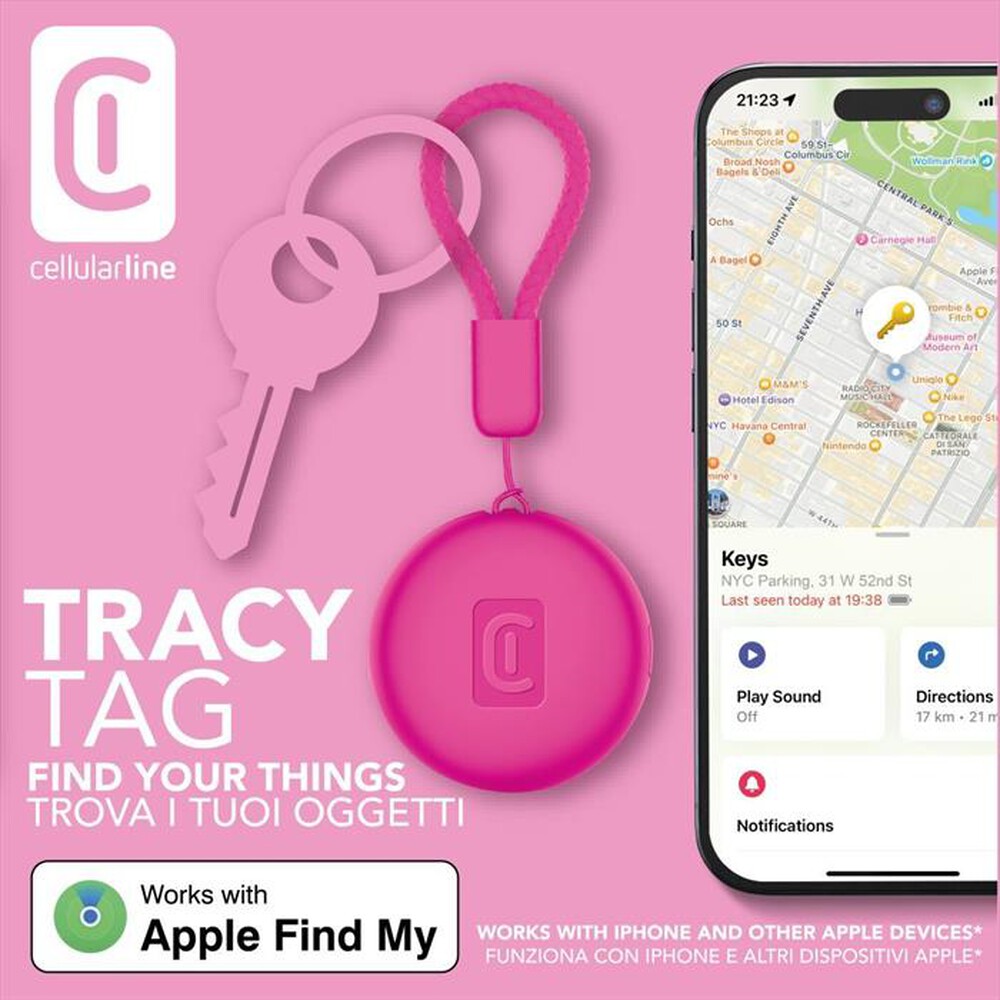 Immagine del prodotto CELLULARLINE - Trova oggetti Tracy Tag BTTRACYTAGP-Rosa