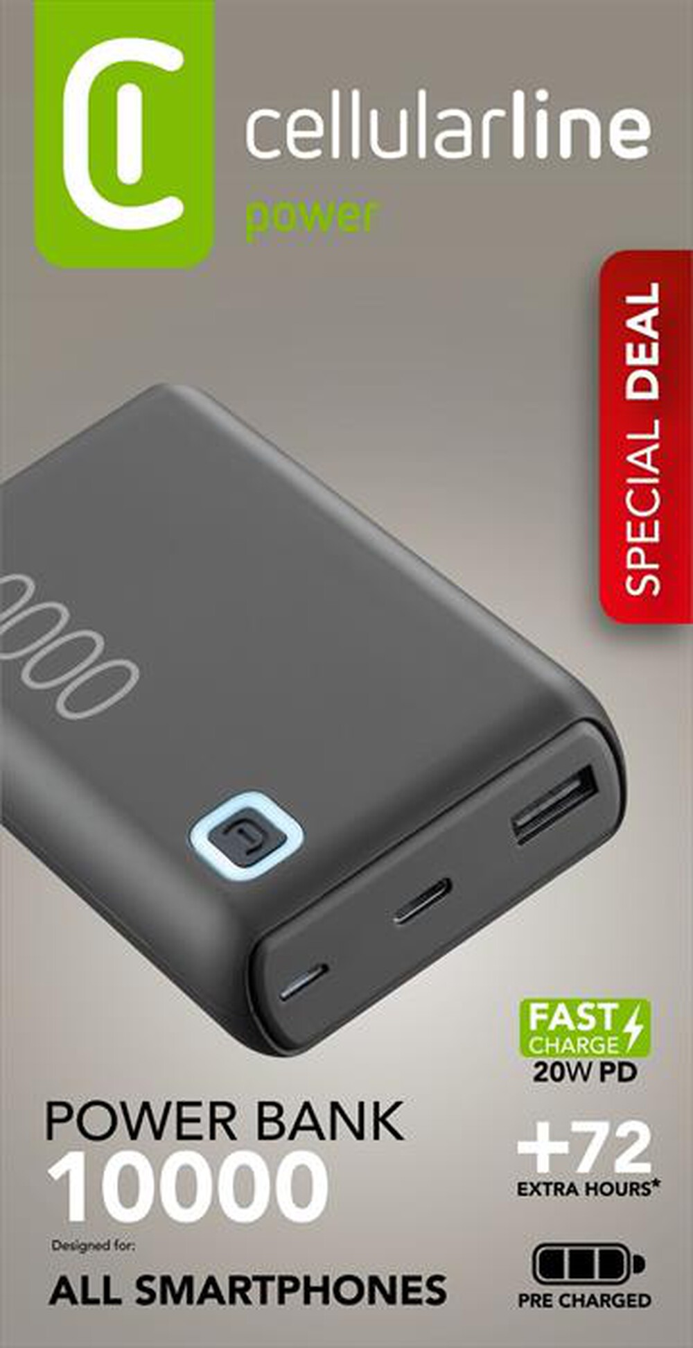 Immagine del prodotto CELLULARLINE - Power Bank ESSENCE TURBO 10000-Nero