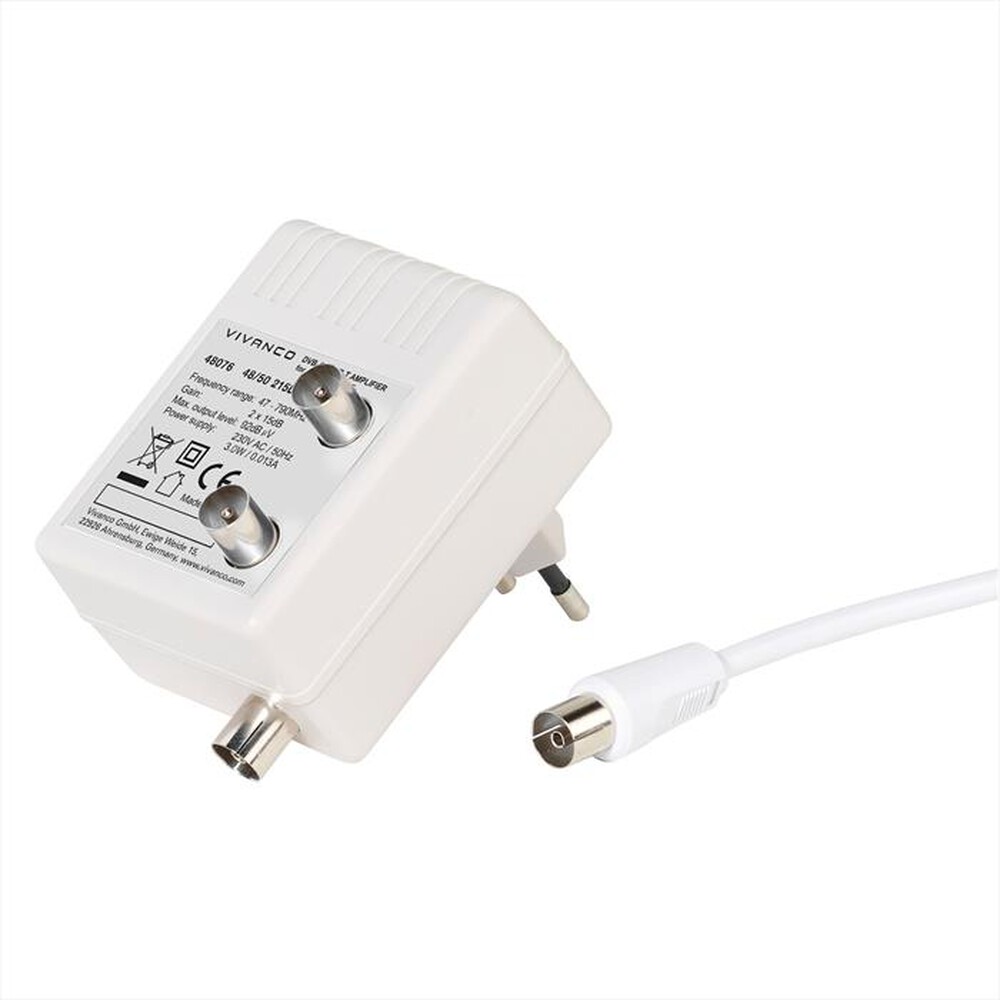 Immagine del prodotto SBS - Amplificatore per 2 TV, DVB-C/DVB-T, 2x 15 dB-Bianco