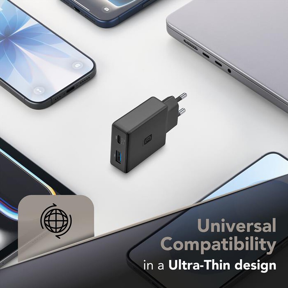 Immagine del prodotto CELLULARLINE - CHARGER POWER LITE 30W SLIM DUAL A+C-Nero