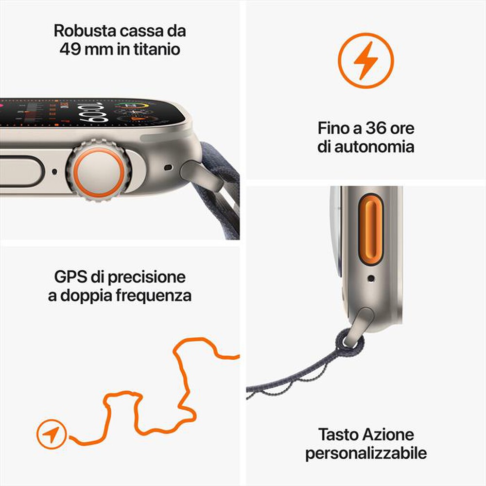 Immagine del prodotto APPLE - Watch Ultra 2 GPS + Cellular Cassa 49mm - Small-Olive Alpine Loop