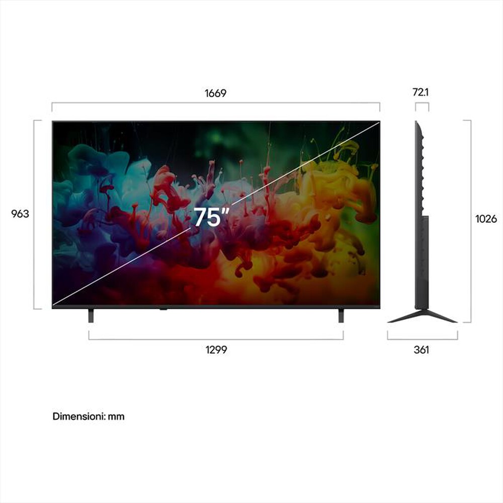 Immagine del prodotto LG - Smart TV 75" QNED AI MINILED QNED70B 75QNED70B6A-Charcoal Black