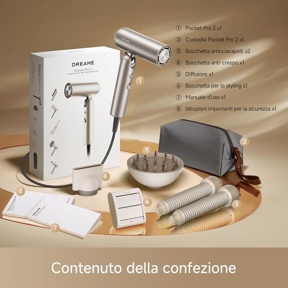 Immagine del prodotto DREAME - Asciugacapelli POCKET PRO 2 HAIR DRYER-Gold
