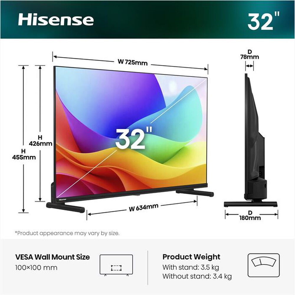 Immagine del prodotto HISENSE - Smart TV QLED FHD 32" 32A59S-NERO