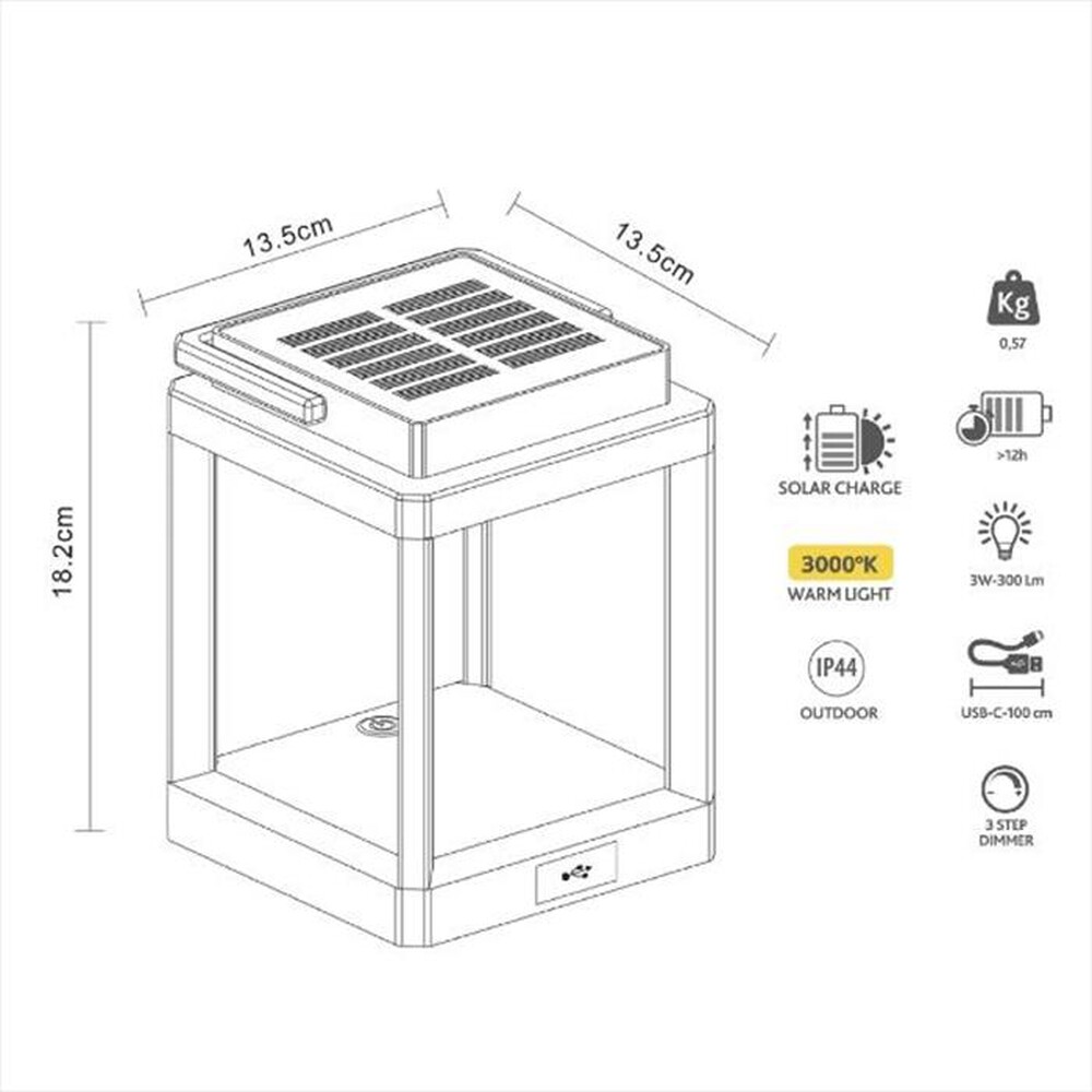 Immagine del prodotto KELU' - Lanterna da tavolo solare a batteria SUNNY-Bianco