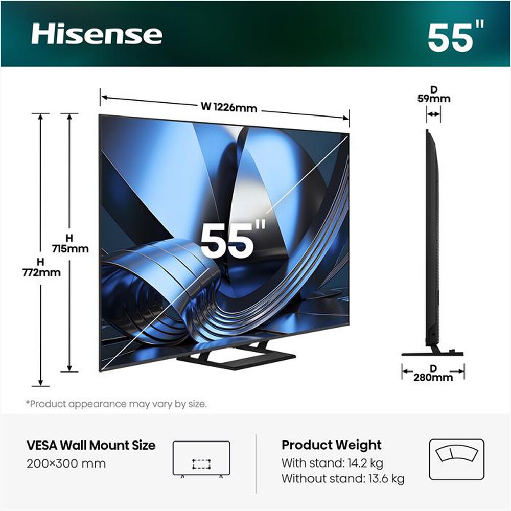 Immagine del prodotto HISENSE - Smart TV MINI LED 4K 55" 55U79SE-NERO