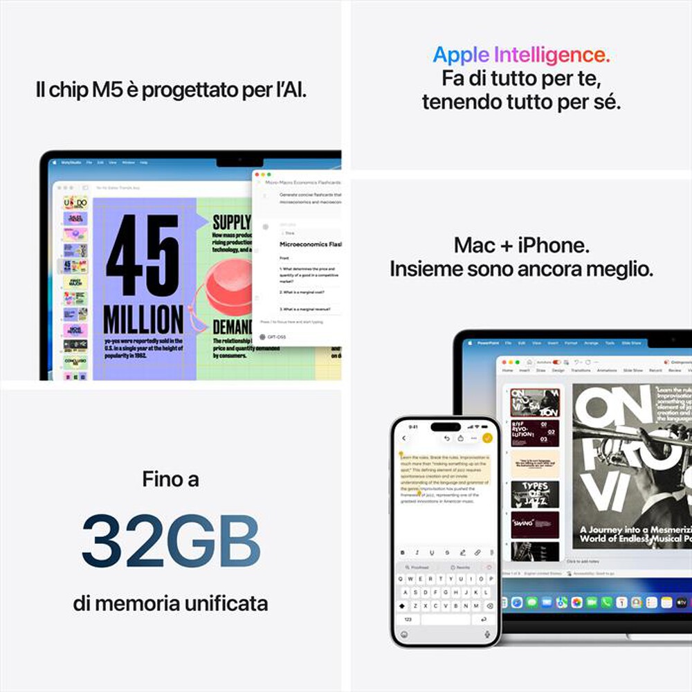 Immagine del prodotto APPLE - MacBook Air 13" M5 Core 10 CPU 10 GPU 16GB 1TB SSD-Celeste