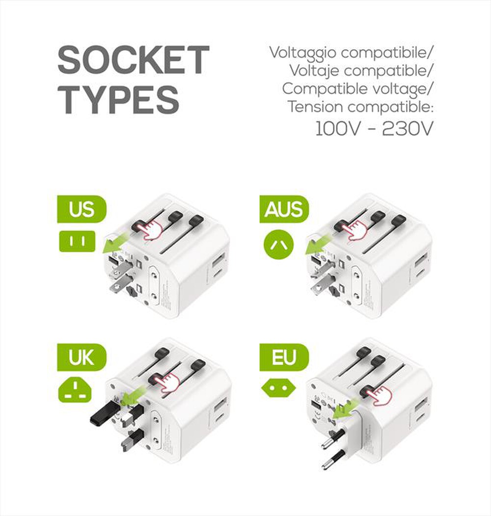 Immagine del prodotto KARMA - Adattatore da viaggio CC 9600USB-Bianco