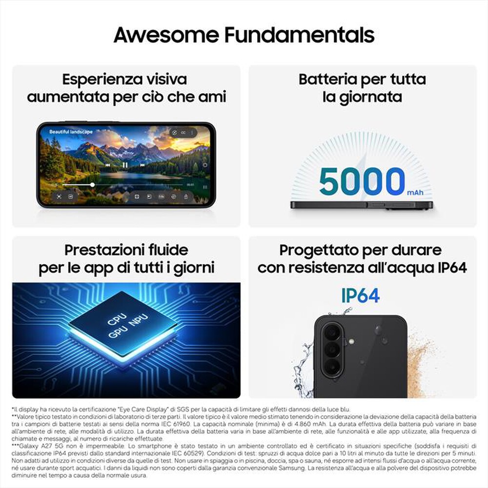 Immagine del prodotto SAMSUNG - Smartphone GALAXY A27 5G (6GB+128GB)-Black