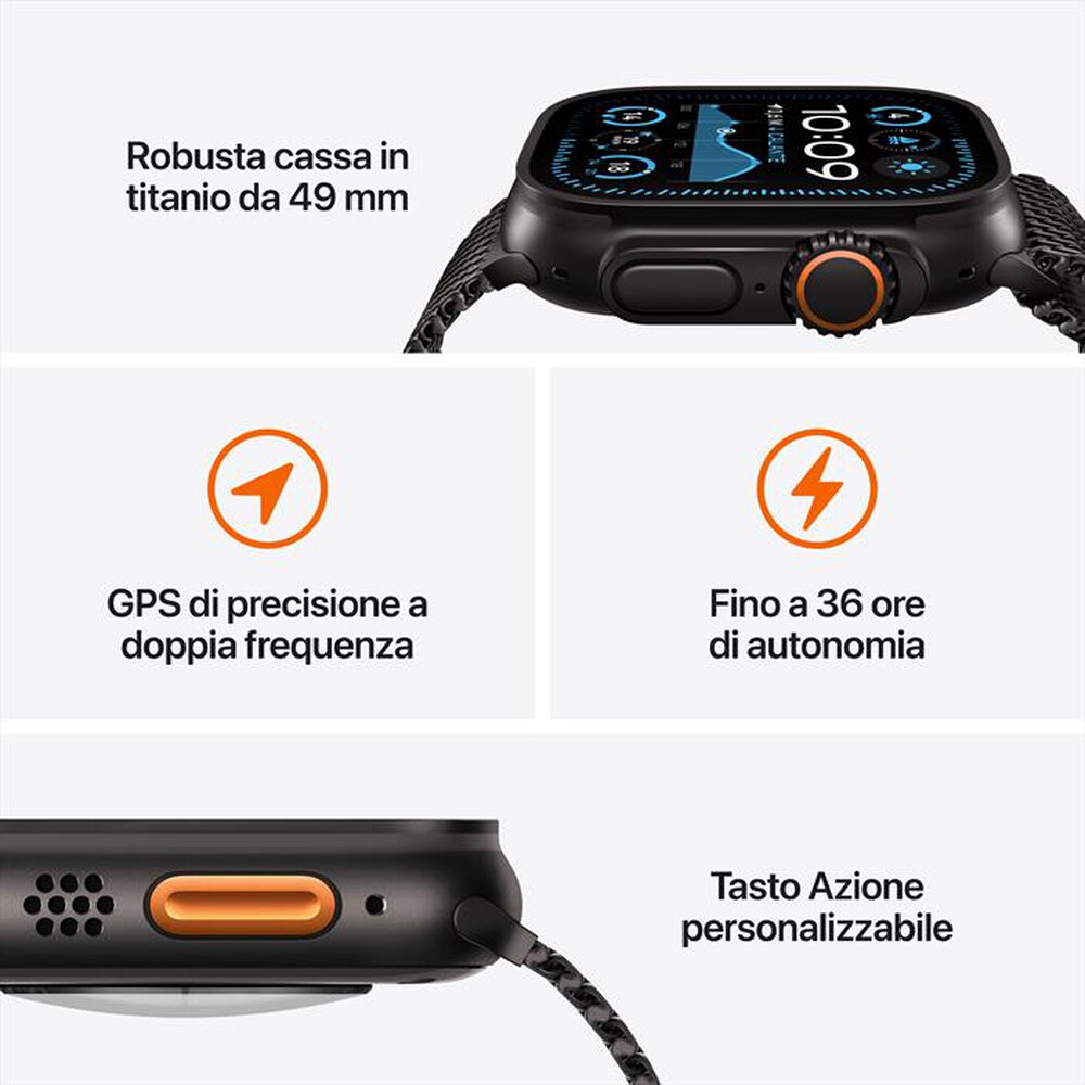 Immagine del prodotto APPLE - Watch Ultra 2 GPS + Cellular 49mm Titanio-Nero - Loop Milanese Nero - S